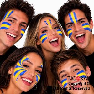 MAQUILLAJE BANDERITA BOCA TRICOLOR AZUL AMARILLO Y AZUL EN BARRA 6 GR (8506 B)